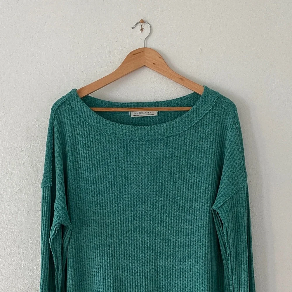 Free People North Shore Waffle Top Oversized Pullover Tunic